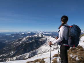 Trekking scene on lake como alps