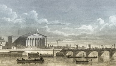 Chamber of Deputies, Paris, antique steel engraved print, 1831