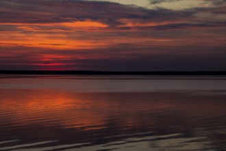 After sunset on the Bodden, Vorpommersche Boddenlandschaft National Park