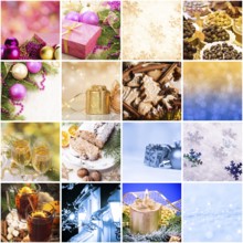 Christmas cooking and decor - collage from sixteen photos