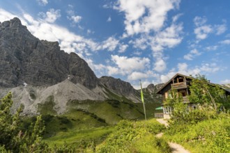 Mountain tour over the Lachenspitze north face via ferrata to the Lachenspitze. Ascent from