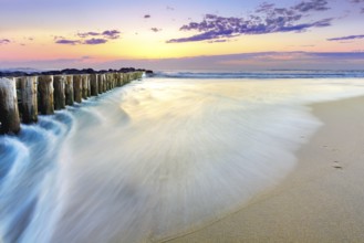 Sunset on the beach of Vieux Boucau Les Bains close to Biarritz in France