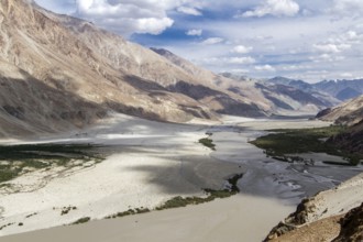 Travelling in the high mountains of Ladakh, India, on the Shyoka River, Asia