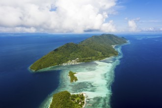 Aerial view of Mansuar and Kri, Raja Ampat, West Papua, Indonesia, Asia