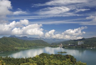 A partial view of the beautiful Sun Moon Lake in central Taiwan