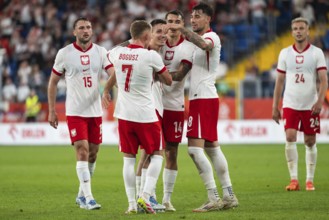 CHORZOW, POLAND - JUNE 6, 2025: Friendly match Poland - Moldova. Joy after scoring goal Bartosz