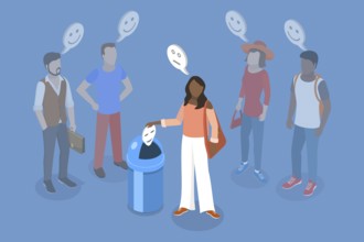 3D Isometric Flat Illustration of Truthfulness and Sincerity, Express Real Feelings