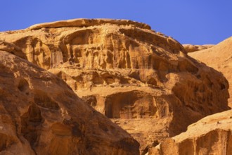 Wadi Rum, Jordan beautiful view of mountain sandstone rocks close-up