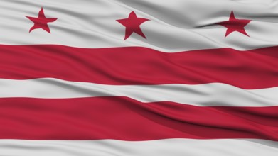 Closeup of Washington DC City Flag, Waving in the Wind, Washington DC State, United States of