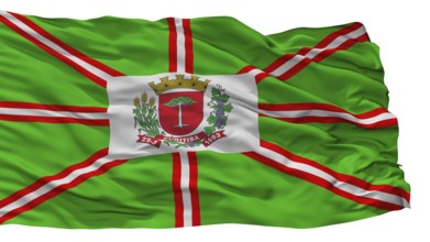 Curitiba City Flag, Country Brasil, Isolated On White Background