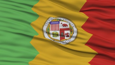 Closeup of Los Angeles City Flag, Waving in the Wind, California State, United States of America