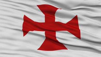 Closeup Sucre City Flag, Capital City of Bolivia, Waving in the Wind