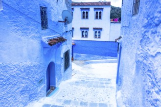 Chefchaouen blue town street in Morocco