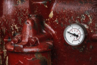 Detail of an old historic tractor old-timer motor
