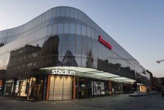 Uppsala, Uppland, Sweden, 07 27 2019 Contemporary glass and steel design of the Alens Stadium