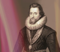 James VI and I, James Charles Stuart, 1566 – 1625, King of England, Scotland and Ireland, digitally