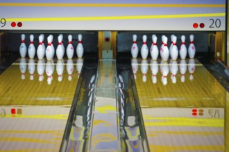 Image of bowling game and the bowling lane. Shooting Location: Yokohama-city kanagawa prefecture