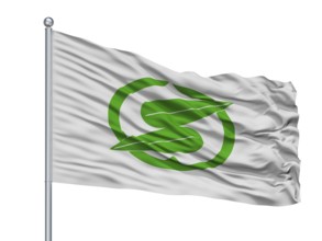 Sasayama City Flag On Flagpole, Country Japan, Hyogo Prefecture, Isolated On White Background