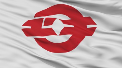 Yuki City Flag, Country Japan, Ibaraki Prefecture, Closeup View, 3D Rendering