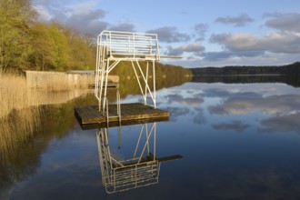 Diving platform. Reflection of a jump tower, Reflection of a jump tower