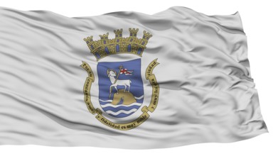 Isolated San Juan City Flag, Capital City of Puerto Rico, Waving on White Background, High