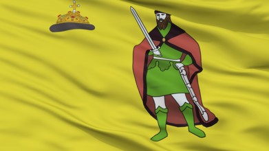 Ryazan City Flag, Country Russia, Closeup View, 3D Rendering