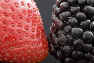 Strawberry and Blackberry Close up macro studio