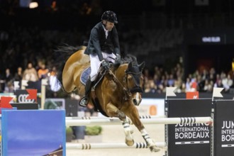 Cedric Hurel of France competes in the equestrian Audi Grand Prix at Jumping International