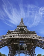 The best-known in the world - Eiffel Tower. It is picturesquely photographed from below by a lens a