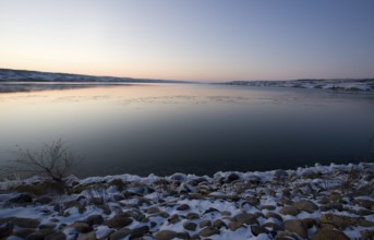 Sunset on Frozen Lake in Saskatchewan Canada