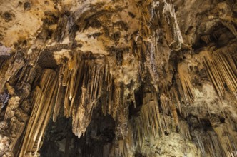 Nerja cave formations. Stalactites and stalagmites in the famous Nerja Caves, In Nerja, Málaga