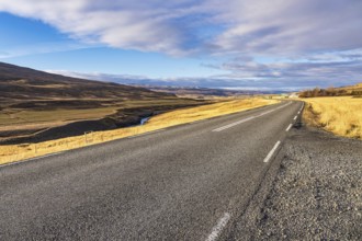 Road and landscape in the east of Iceland