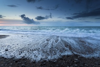 Atlantic ocean beach at dusk, Normandy, France, Europe
