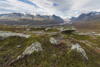 View of Rapadalen, Sarek National Park, Laponia World Heritage Site, Norrbotten, Lapland, Sweden,