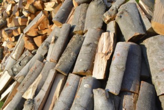 Stacked winter logs for heating