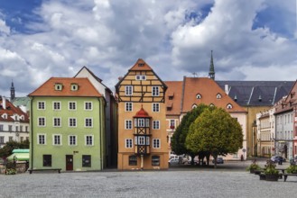 Group of houses from the late-Gothic period known as Spalicek on main market square in Cheb, Czech