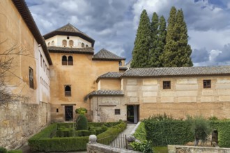 Courtyard in Alhambra palace, Granada, Spain, Europe