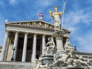 The parliament in Vienna, Austria. With the statue of Pallas Athena, the Greek goddess of wisdom.