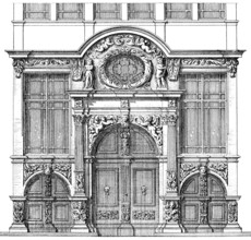 Historical architectural illustration from the 19th Century, 1881, German Renaissance style, 16th
