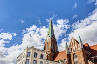 Historic Schwerin Cathedral in traditional brick stone architecture style