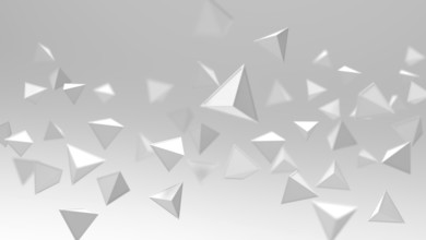 3d rendering of triangle geometric shapes, abstract high key and selected focus background