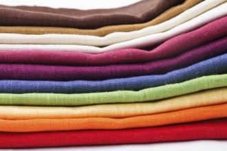Colourful flax texrile heap for a tableware