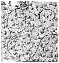Door Fittings, Germany, circa in 1400. Publication of the book Meyers Konversations-Lexikon, Volume