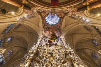 Toledo, Spain, December 16, 2018: Interior of Primate Cathedral of Saint Mary of Toledo. Baroque