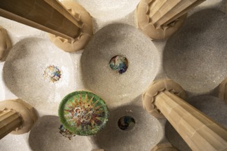 Barcelona, Spain, April 7, 2023: Park Guell by Antonio Gaudi, Barcelona, Spain. graphy, Europe