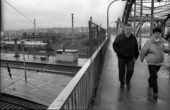 Germany, Eberswalde, 25/03/1992, Eberswalde railway station, bridge, Europe