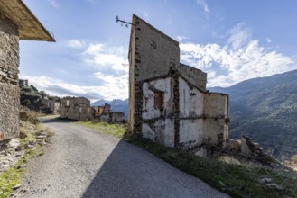 Lost place, abandoned houses and ruins in the ghost village, Gairo Vecchio, Gairo, Ogliastra,