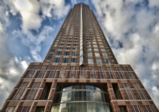 Modern skyscraper - HDR version, Frankfurt, Hesse, Germany, Europe
