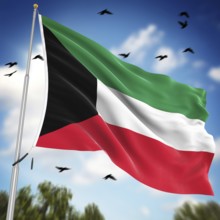 Flag of Kuwait, This is a computer generated and 3d rendered image