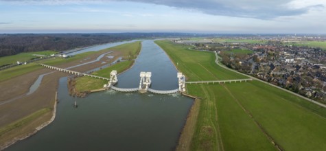 Aerial view of the Driel Weir in the Netherlands. It makes part of the weir complex Amerongen,